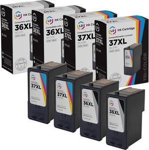 LD Remanufactured Lexmark 36XL / 37XL Set of 4 Ink Cartridges Includes: 2 18C2170 HY Black, & 2 18C2180 HY Color