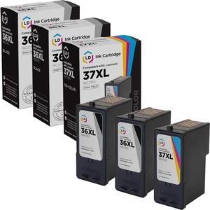 LD Remanufactured Lexmark 36XL / 37XL Set of 3 Ink Cartridges Includes: 2 18C2170 HY Black, & 1 18C2180 HY Color