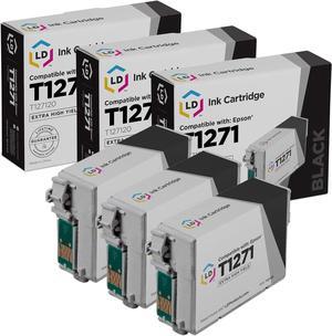 LD Remanufactured Ink Cartridge Replacement for Epson T127120 (Black, 3-Pack)