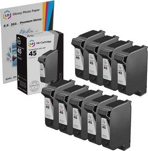 LD Remanufactured Replacement Ink Cartridges for Hewlett Packard (HP) 51645A (HP 45) Set of 9 Black Ink Cartridges