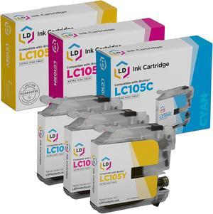 LD Brother Compatible LC105 Set of 3 Ink Cartridges: 1 Each of LC105C Cyan / LC105M Magenta / LC105Y Yellow for use ...