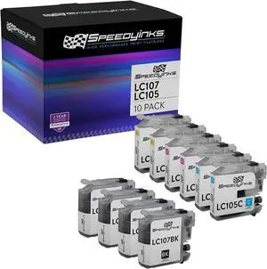 Speedy Inks Compatible Ink Cartridge Replacement for Brother LC-107 & LC-105 Super High Yield (4 Black, 2 Cyan, 2 Magenta, 2 Yellow, 10-Pack)