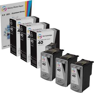 LD Remanufactured Canon PG40 Set of 3 Black Inkjet Cartridges & Free 20 Pack of LD Brand 4x6 Photo Paper