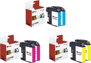 Laser Tek Services Compatible High Yield Ink Cartridge Replacement for Brother LC-105 LC105C LC105M LC105Y Works with Brother MFCJ4310DW J4410DW Printers (Cyan, Magenta, Yellow, 6 Pack)