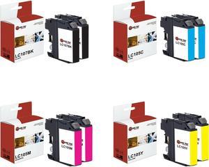 Laser Tek Services Compatible High Yield Ink Cartridge Replacement for Brother LC-107 LC105 Works with Brother MFCJ4310DW J4410DW Printers (Black, Cyan, Magenta, Yellow, 8 Pack)