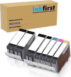 7 Inkfirst Compatible Ink Cartridges Replacement for Canon PGI-5 CLI-8 PGI5 CLI8 PGI-5 CLI-8 (1 Set + 2 PGI) PIXMA MX850 iP4200 iP4300 iP4500 iP5200 iP5200R MP500 MP530 MP600 MP610 MP800