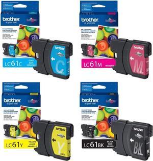 Brother Genuine 4-Color LC61 Cyan Magenta Yellow and Black Ink Cartridge Set, LC61BK, LC61C, LC61M, LC61Y