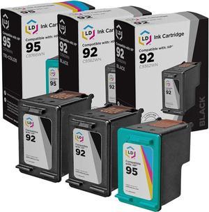 LD Remanufactured Ink Cartridge Replacements  92 & HP 95 (2 Black, 1 Color, 3-Pack)