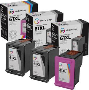 LD Remanufactured Replacement  61 / 61XL Set of 3 High Yield Ink Cartridges: 2 CH561WN / CH563WN Black & 1 ...