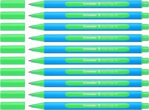 Schneider Slider Edge Ballpoint Pens with Cap Model M Pack of 10 / Cyan and Green Barrel/Green Ink