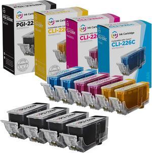 LD Compatible Ink Cartridge Replacements for Canon PGI-225 & CLI-226 (4 Pigment Black, 2 Dye Black, 2 Cyan, 2 Magenta, 2 Yellow, 12-Pack)