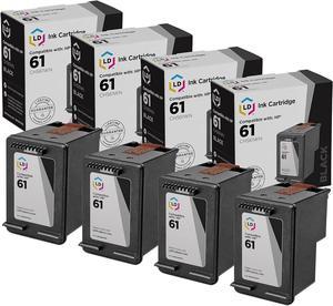 LD Remanufactured Replacement  61 / 61XL (CH561WN / CH563WN) Pack of 4 High Yield Black Ink Cartridges for ...