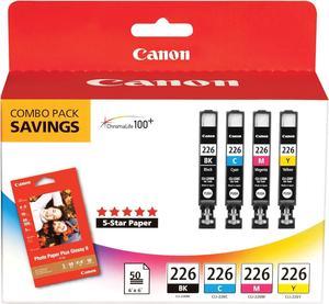 Canon CLI-226 4546B007 with PP-201 50 Sheets Combo Pack-Black/Cyan/Magenta/Yellow