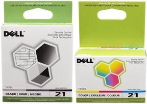 Dell 21 Printer Series Ink Cartridge for Dell All-in-One Printers P513w P713w V313 V313w V515w V715w, 2-Pack, (Black and Color)