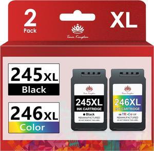 Toner Kingdom 245XL 246XL Ink Cartridge Black Color Combo Compatible Replacement for Canon PG-245XL CL-246XL 243XL 244XL for PIXMA MX492 MX490 MG2522 MG2922 MG2520 MG2920 MG2420 TR4520 TS3122 Printer