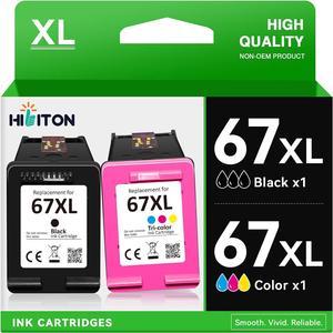 67XL Black Color Combo Pack  67 Ink Cartridges,HibiTon  Ink 67, for Envy 6055 6000 6052 6075 6032;for DeskJet 2700 2755 2752 1255 2742e;for Plus 4100 4155 Pro 6455 6452 6400 Printer