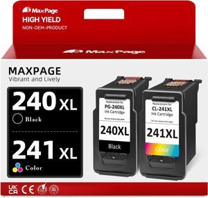 MaxPage Remanufactured Ink Cartridge Replacement for Canon PG-240XL CL-241XL 240 241 XL Black Color Use with Pixma MG3600 MG3222 MG3220 MG3620 MX432 MG3122 TS5120 MG2120 MX452 MG2220 Printer, 2-Pack