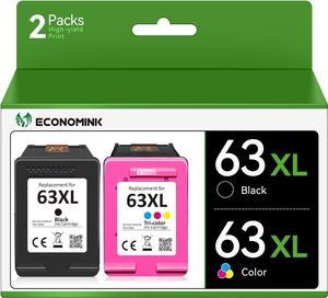 63 Black Color Combo Pack,Remanufactured Ink Cartridge Replacement  63XL for OfficeJet 3830 5252 4650 5258 4655 4652 5255 Envy 4520 3634 DeskJet 3636 1111 3630 1112 3637 3632 Printer