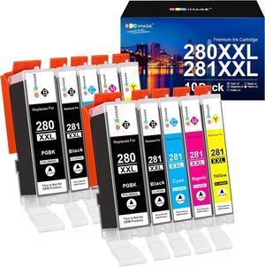 GPC Image Compatible Ink Cartridge Replacement for Canon PGI-280XXL CLI-281XXL 280 XXL 281 XXL Compatible with PIXMA TS6120 TS6220 TR7520 TR8520 TS8120 TS8220 TS9120 TS9520 Printer Tray (10 Pack)