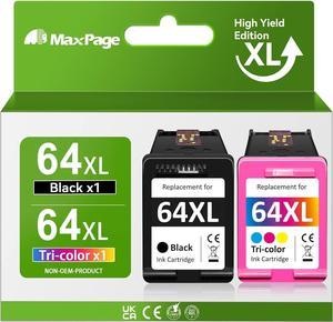 High Yield 64 XL  64 Ink Cartridges Black/Color Combo Pack Compatible for Envy Photo 7855 7100 7800 7858 7155 6255 6252 6222 7158 7164 7120, for Envy 7255e,for Tango Series Printer