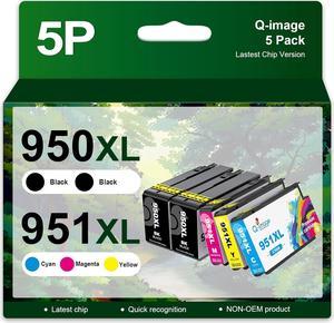 Q-image Compatible 950XL and 951XL Ink cartridges Combo Pack Replacement  950 951 XL Ink Cartridges Works with OfficeJet Pro 8600 8610 8620 8625 8630 8100 Printer Ink (2BK/1C/1M/1Y)