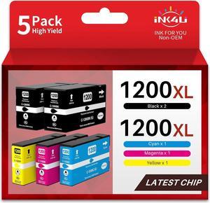 INK4U Compatible 1200XL Ink Cartridge Replacement for Canon PGI-1200XL PGI-1200 1200XL for canon MAXIFY MB2020 MB2320 MB2720 MB2120 MB2050 MB2350 Printer (2 Black, 1 Cyan, 1 Magenta, 1 Yellow, 5 Pack)