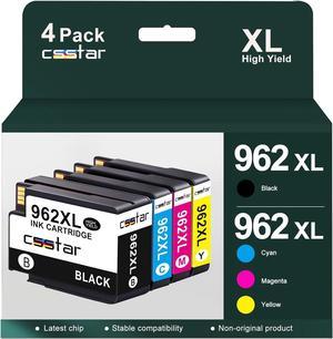 CSSTAR Remanufacture 962xl Ink Cartridges Replacement 962 Ink Cartridges Work with OfficeJet Pro 9010 9012 9014 9015 9016 9018 9020 9025 9026 9027 9028 9029 Printer BKCMY 4 Pack