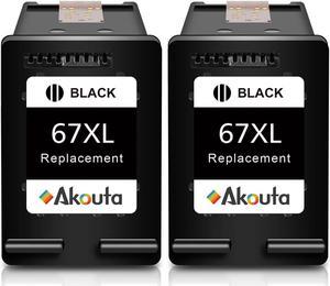 Akouta Remanufactured 67XL Ink Cartridge  67 XL Black  Envy Pro 6452 6455 6458 DeskJet 1255 2732 2752 2755 DeskJet Plus 4140 4152 (2 Black)