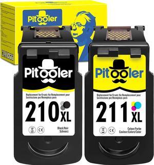 Pitooler Remanufactured Ink Cartridge Replacement for Canon PG-210XL CL-211XL 210 211 XL Black Color Use with Pixma MP495 MX410 MX340 MP250 MX320 MP490 MP499 MX350 MX330 iP2702 MP480 Printer, 2-Pack