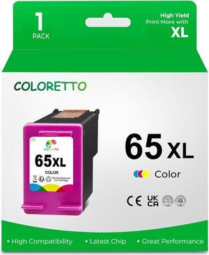 COLORETTO 65XL (1 Color) High Yield Remanufactured Printer Ink Cartridge Replacement  65 XL N9K04AN to use with Envy 5055 5052 5058 DeskJet 3755 2655 3752 3720 3722 3723 3758 2652 2622 2624