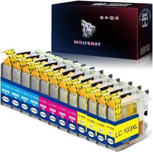 Wolfgray LC103 Color Ink Cartridges 12 Pack - Compatible with Brother LC101 LC103XL LC 103 for MFC-J470DW MFC-J870DW Printers (4C+4M+4Y)