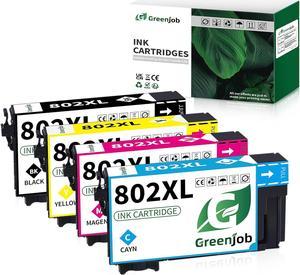 Greenjob 802XL Remanufactured Replacement for Epson 812XL Ink Cartridges 802 XL T802 T802XL to use with WF-4720 WF-4730 WF-4734 WF-4740 EC-4040 EC-4030 EC-4020 Printer (4 Pack)