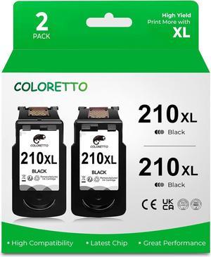 COLORETTO 210 XL Pg-210XL Ink Cartridge Compatible with Canon Pixma MP230 MP240 MP250 MP260 MP270 MP280 MP480 MP495 MP499 MX320 MX340 MX350 MX360 MX410 MX420 IP2700 IP2702 Printer 2 Black 2-Pack