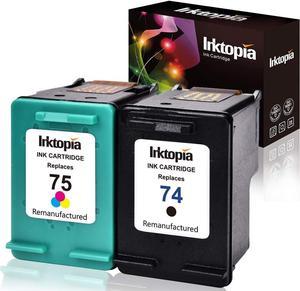 Inktopia Remanufactured Ink Cartridge Replacement  74 75 (1 Black, 1 Tri-Color) 2 Pack  Deskjet D4260 D4360 Officejet J5780 J6480 Photosmart C4250 C4280 C4385 C4580 C5280 C5580 Printer