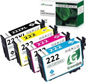 Greenjob 222XL Ink Cartridges Remanufactured Replacement for Epson 222 Ink Cartridges Combo Pack 222 XL T222 T222XL to use with Expression Home XP-5200, Workforce WF-2960 Wireless All-in-One (4 Pack)