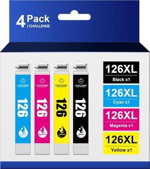 126XL 126 Ink Remanufactured Ink Cartridge Replacement for Epson 126 Ink T126 to use with Workforce 435 520 545 635 645 WF-3520 WF-3530 WF-3540 WF-7010 WF-7510 (Black Cyan Magenta Yellow, 4 Pack)