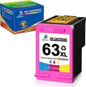 DOUBLE D 63XL Color Ink Cartridge Remanufactured Replacement  63 XL 63XL for OfficeJet 3830 Envy 4520 4512 OfficeJet 4650 5255 5258 Deskjet 1112 3634 3639 3632 Printer (1 Tri-Color)