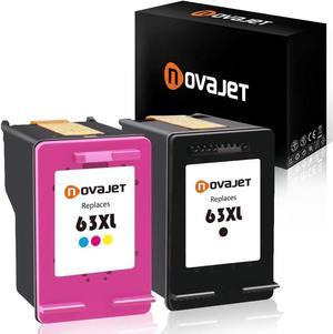 Novajet Remanufactured  63 XL 63XL Ink Cartridge Replacement for DeskJet 1112 2130 3630 3633 3636 Envy 4520 4516 OfficeJet 3830 3831 4650 4655 (1 Black, 1 Tri-Colour)