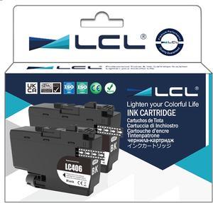 LCL Compatible for Brother LC-406 LC406 LC-406BK LC406BK LC406BKS (2-Pack,Black) Pigment Ink Cartridge for Brother MFC-J4335DW MFC-J4345DW MFC-J4535DW MFC-J4535DW MFC-J5855DW MFC-J5955DW MFC-J6555DW