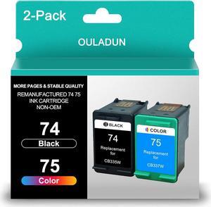 74 75 Ink Cartridges Combo Pack Remanufactured  Ink 74XL 75XL Work with HP c4280 c4480 c5280 c5550 D4360 D4260 D4280 Printer (1 Black,1 Tri-Color 2 Pack)