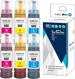 LCL Compatible for 542 T542 T542520-S T542220-S T542320-S0 T542420-S (6-Pack, 2Cyan 2Magenta 2Yellow Pigment 70ML) Ink Bottle for ET-5180 ET-5150 ET-5170 ET-5850 ET-5800 ET-5880 ET-16600 ET-16650