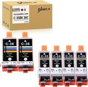 EXCERCUS Compatible Canon PGI-35 CLI-36 Pixma iP110 iP100 Ink Cartridge Replacement for Canon 35 36 Use for Canon Pixma iP110 iP100 TR150 Mini260 Mini 320 Printers (4X PGI-35 Black, 2X CLI-36 Color)