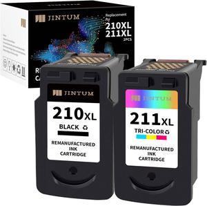 JINTUM 210XL and 211XL Ink Cartridges Remanufactured for Canon 210XL 211XL Combo Pack Compatible with Canon PIXMA MX410 MX350 MX340 MP495 MP250 (PG-210XL/CL-211XL, 1 Black + 1 Tri-Color)