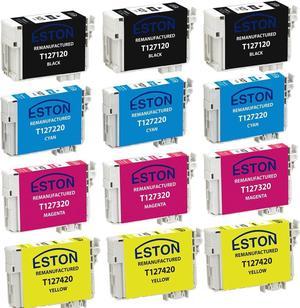 ESTON 12 Pack #127 T127 Remanufactured Ink Cartridges for Work for ce 630 633 840 845