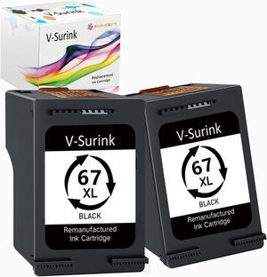 V-Surink remanufactured Cartridge Replacement  67XL  Deskjet 2700 2755 2752 Plus 4155 4152 Envy 6000 6055 6055e Pro 6400 6420 6455 6475 Printers (2 Black)