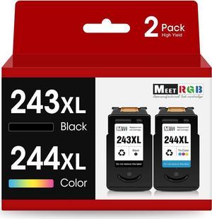 MeetRGB Remanufactured for Canon Ink 243 244 Replacement PG-243 CL-244 Black Color Ink Cartridge 245 246 for Pixma IP2820 TR4520 MG2520 MG2522 MG2922 MG3022 MG4527 TS3100 TS3120 TS3122 Printer 2 Pack