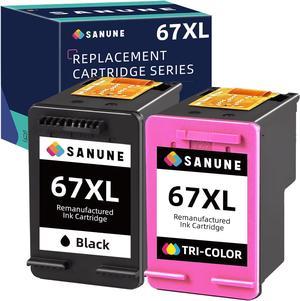 SANUNE 67XL Ink Cartridges Black/Color Combo Pack Remanufactured  Ink 67 67XL for Deskjet 2755e 2700e 2752e 2752 2742e 4155e 4100e 4158e 4152e 4500 Envy 6055e 6055 6455 6455e 6452e 6458e Printer