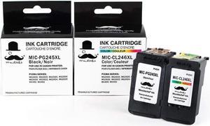 2 Pack Moustache Compatible with Canon PG-245XL & CL-246XL High Yield Remanufactured Ink Cartridge BK/C/M/Y (Black Cyan Magenta Yellow) Combo Set