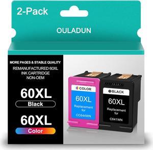 60XL 2 Pack Ink Cartridge Replacement  60 Combo Pack for PhotoSmart C4600 C4610 C4635 C4799 D110a Deskjet F2400 D1660 D2500 Envy 120 100 114 (1 Black,1 Color)