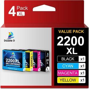 DOUBLE D PGI-2200XL PGI 2200 XL Pigment Ink Cartridges Compatible Replacement for Canon PGI-2200 PGI 2200XL for Maxify MB5320 MB5420 MB5120 MB5020 iB4020 iB4120 (1BK, 1C, 1M, 1Y) 4 Pack